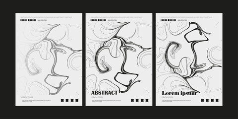 Set of fluid marble texture Poster Template