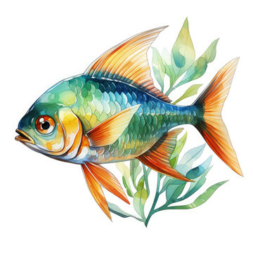 recommend clip art: Watercolor Tetra Illustration, Generative Ai