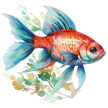 recommend clip art: Watercolor Tetra Illustration, Generative Ai