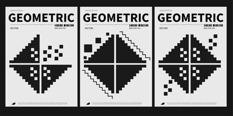 brutalist style geometric shape poster template