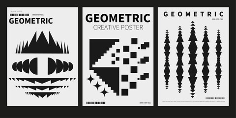 Strange 90s style geometric shape poster template