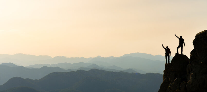 Joy of Teammates after a Difficult Climb
