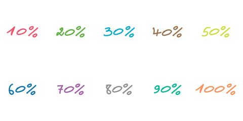 Discount numbers with percentages. Vector illustration.