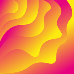 Curved gradient shapes, abstract yellow and pink background, vector illustration.