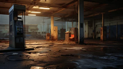 Fotobehang old abandoned gas station © deniew