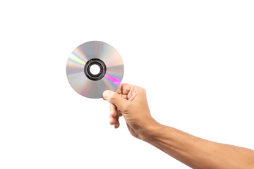 Black male hand holding a cd disc isolated no background