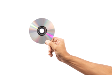 Black male hand holding a cd disc isolated no background