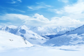 panorama of winter mountains with snow. copy space background, generative ai