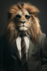 portrait of a successful business lion businessman