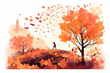 Autumn illustration. Generative AI