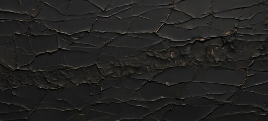 Dark black aged weathered cracked grunge painted concrete stone wall with - Abstract cracks texture
