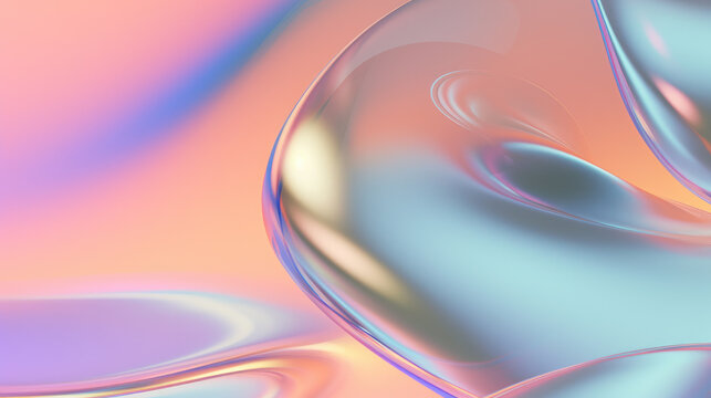 Soft glass chrome translucent Pastels Vibrant Background, abstract wallpaper iridescent neon holographic gradient. Design visual element for banner, header, poster, cover