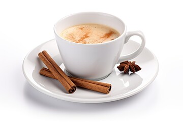 Obraz na płótnie Canvas cup of coffee with cinnamon sticks