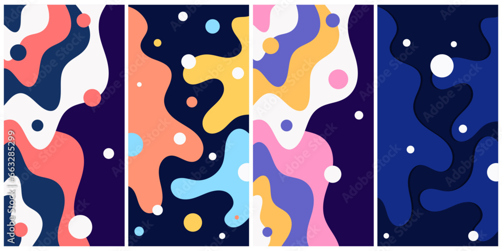 Poster set of abstract modern background with dynamic shapes. simple vector composition illustration.