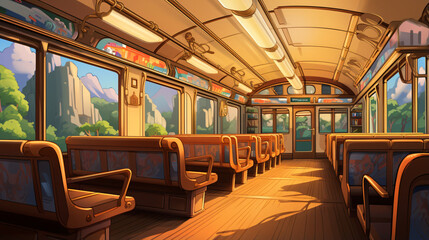 Train cartoon interior