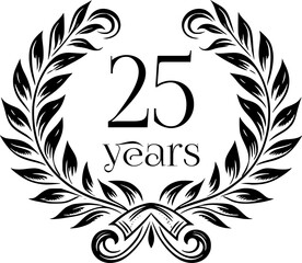 Vintage Laurel Wreath Anniversary Graphic with 25 Years - Versatile Vector Design for Celebrations and Corporate Use