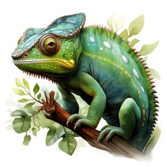 Obraz premium watercolor Chameleon Teaclipart, Generative Ai