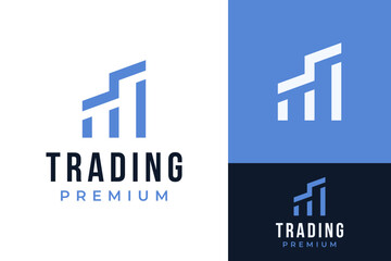 Fototapeta premium Graph Bar Chart Growth Statistic Finance Investment Success Trading Logo Design Branding Template