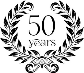 Vintage Laurel Wreath Anniversary Graphic with 50 Years - Versatile Vector Design for Celebrations and Corporate Use