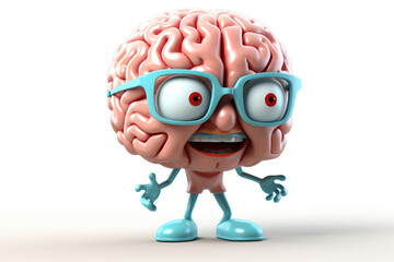 Funny brain character with glasses