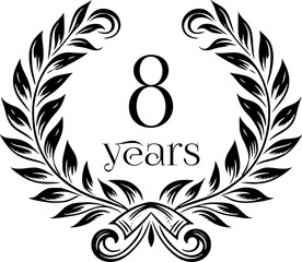 Vintage Laurel Wreath Anniversary Graphic with 8 Years - Versatile Vector Design for Celebrations and Corporate Use