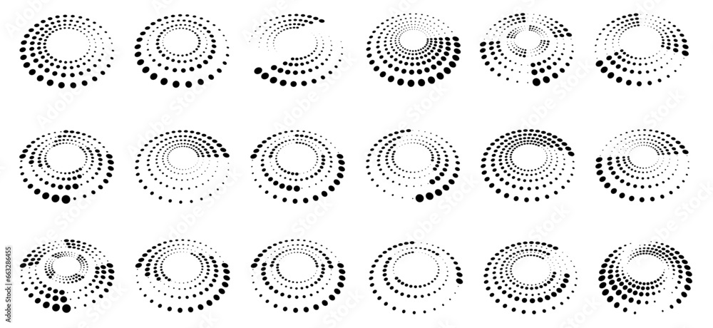 Poster abstract circle consisting of many dots set