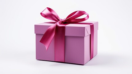 Obraz premium pink gift box with ribbon isolated on white