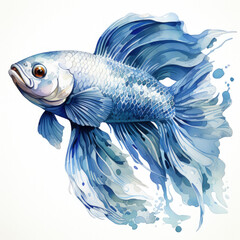 Watercolor Betta fish Illustration, Generative Ai