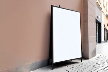 Blank poster mockup for outdoor advertising in the city with a minimalist style. 3D rendering