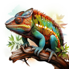 watercolor Chameleon Teaclipart, Generative Ai - obrazy, fototapety, plakaty