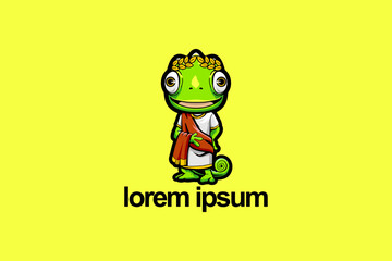 Chameleon dressed toga cartoon character vector logo template