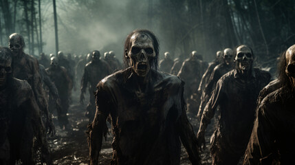 Undead zombie army horror. - obrazy, fototapety, plakaty