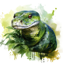 Fototapeta premium watercolor Chameleon Teaclipart, Generative Ai