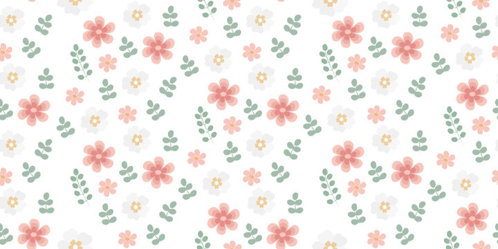 Baby vector seamless pattern of flowers. Printing on fabric and paper. Decorative pattern.