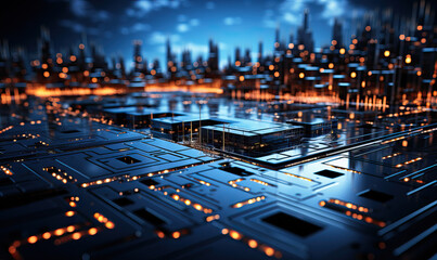 Abstract system board on the table close-up.