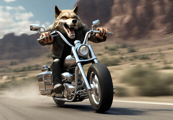Fierce Fox on Motorcycle,
angry fox riding motorcycle ,
Fox on a Furious Journey