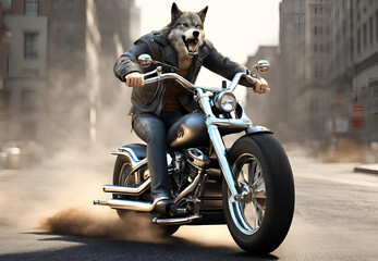 Fierce Fox on Motorcycle,
angry fox riding motorcycle ,
Fox on a Furious Journey