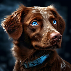  A brown cute dog with blue eyes - obrazy, fototapety, plakaty