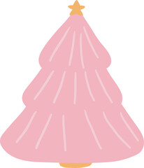 Christmas Pink Tree Illustration.