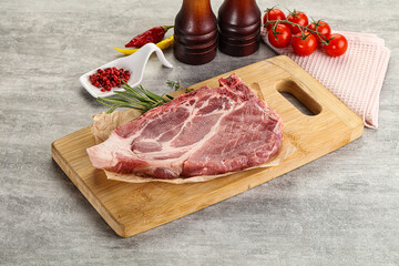 Raw pork neck steak uncoocked