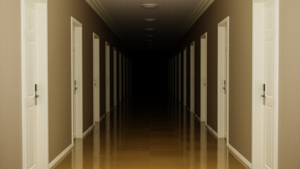 Dark hotel corridor