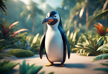 Penguin's Oceanfront Stroll, 
Penguin's Sandy Paradise, 
Beachside Penguin Encounter, 
Penguin's Summer Getaway