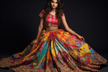 Young beautiful woman in traditional attire, lehenga-choli