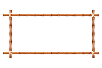 Bamboo frame from sticks and rope in cartoon style, border isolated on white background. Tribal panel, game menu.