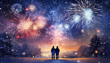 Fototapeta na wymiar happy new year fireworks