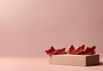 Seasonal Leafy Pedestals, 
Wooden Platforms for Fall Events, 
Outdoor Autumn Speaking Podiums, 
Leaves Decorated Presentation Stands