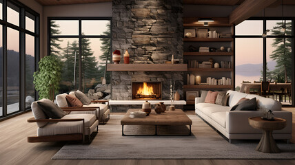 Inviting Contemporary Living Room with Natural Elements