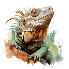 Obraz premium watercolor Chameleon Teaclipart, Generative Ai