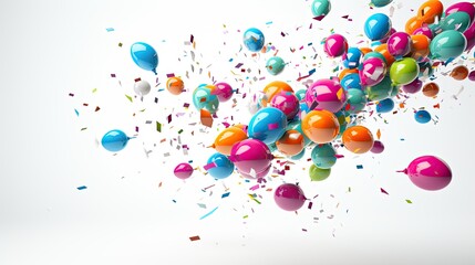 balloons and confetti white background