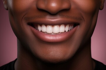 Close-up of a young african-american man smiling. Created with Generative AI tools